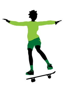 Female skateboarder illustration silhouette on a white background