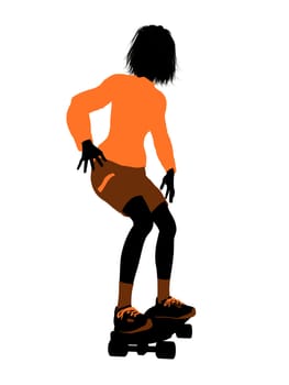 Female skateboarder illustration silhouette on a white background