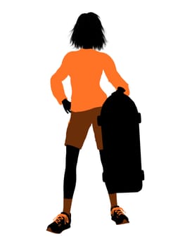 Female skateboarder illustration silhouette on a white background