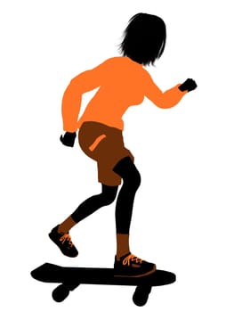 Female skateboarder illustration silhouette on a white background