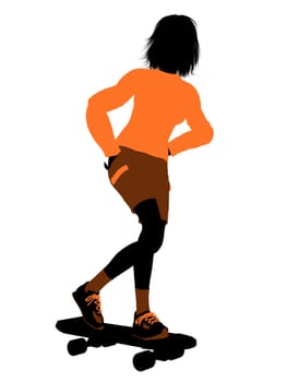 Female skateboarder illustration silhouette on a white background