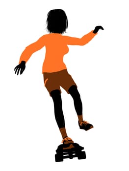 Female skateboarder illustration silhouette on a white background