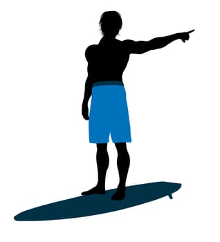 Surfer on a surfboard silhouette illustration on a white background