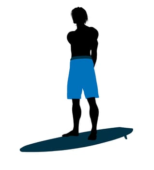Surfer on a surfboard silhouette illustration on a white background