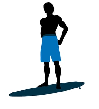 Surfer on a surfboard silhouette illustration on a white background
