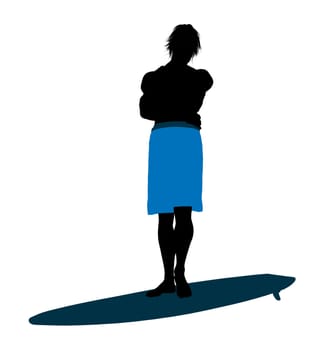 Surfer on a surfboard silhouette illustration on a white background