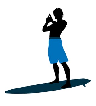 Surfer on a surfboard silhouette illustration on a white background