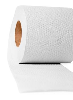 Roll of toilet paper on a white background