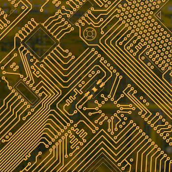 Abstract golden electronic industrial circuit board background