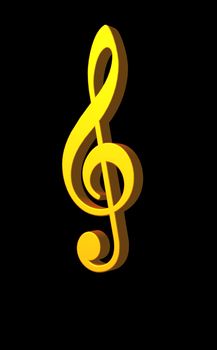 golden note key on black background - 3d illustration