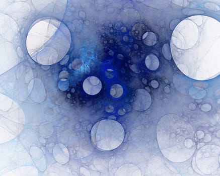 Abstract blue net with holes on a white background