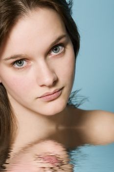 Natural portrait of a girl with short brown hair