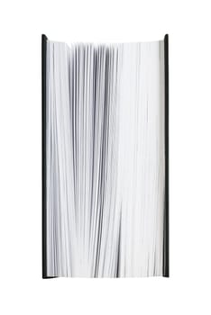Inside view of a thick book isolated on white background