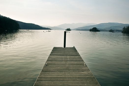 a pier on Lake Windermere, UK
