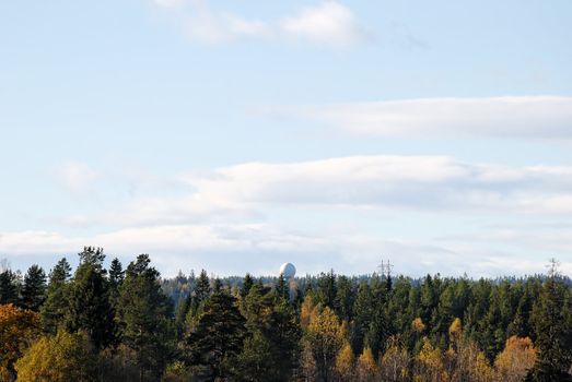 An air traffic control radar at the top of Haukåsen mountain near Oslo, Norway.
