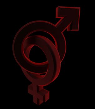 red man and woman symbol with back lighting
