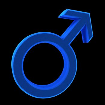 a blue man symbol isolated on a black background