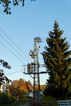 A high-voltage transformer, supplying local neighbourhood with power.
