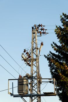 A high-voltage transformer, supplying local neighbourhood with power.
