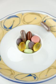 A dose of vitamins and minerals in an egg holder.
