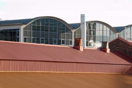 Old factory rooftops in Nydalen, Oslo, Norway.
