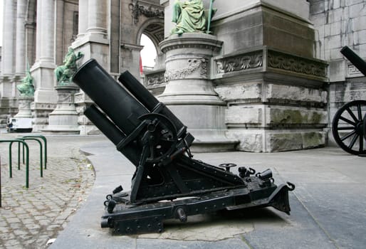 Old cannon near Brussels The Royal Museum of the Armed Forces and Military History, Belgium. Clipping path included for easy isolation
