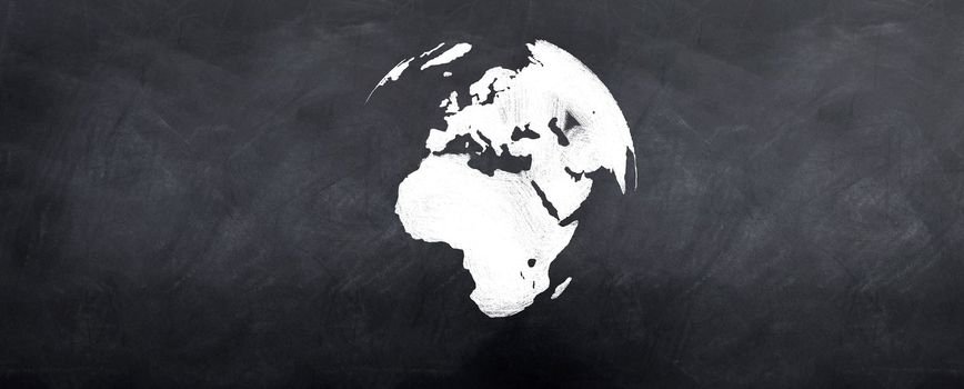 A 3d version of the globe sketched on a blackboard