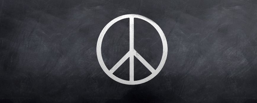 The Peace Symbol sketched on a blackboard