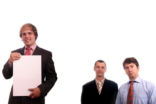 businessman with blank billboard