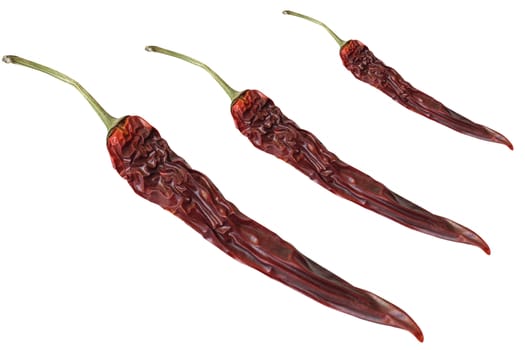 three peppers on white background