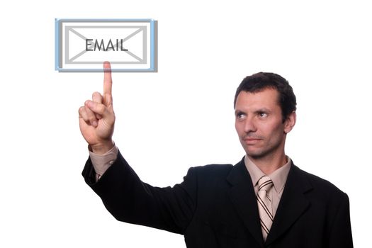 businessman touch email button
