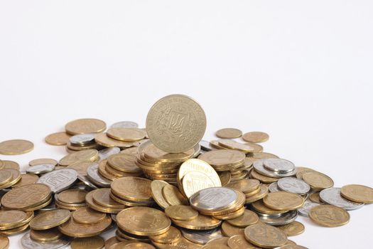  Ukrainian  coins. Isolated on white background