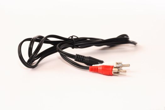 isolated shot of audio cables

