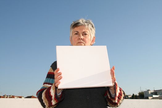 mature woman with white chart