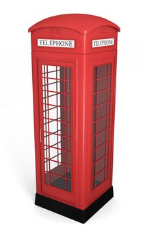 Traditional red british phonebooth. High quality 3D rendered image
