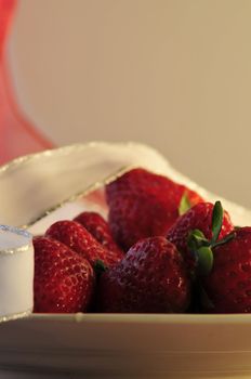 Plate full of fresh strawberries