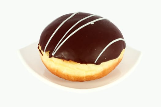 Doughnut with chocolate glazing, isolated on white
