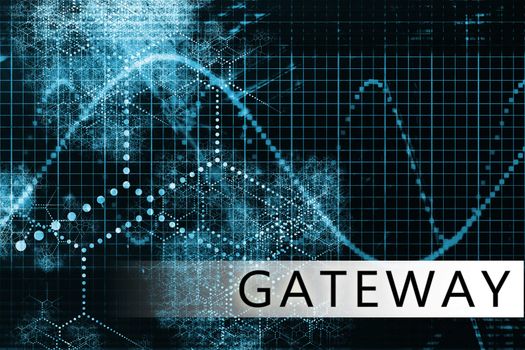 Gateway in a Blue Data Background Illustration