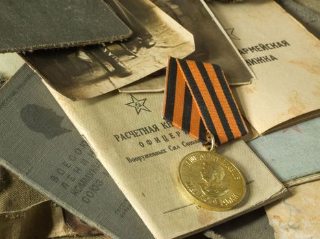 Old army bag and antiques army documents 