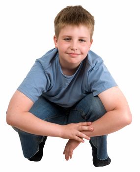 smiling little boy on a white background