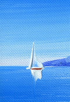 A small sail boat, painted in oil
