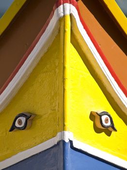 The traditional colours of the Malta fishing boat with eyes of Horus