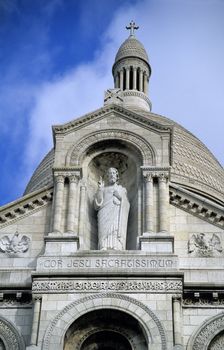 Detail of a statue of Jesus Christ on the Sacre Coeur basilica, Paris, France.