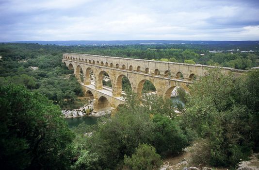 The ancient roman aqueduct Pont du Gard in Provence