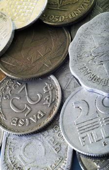 Modern international coins on the table