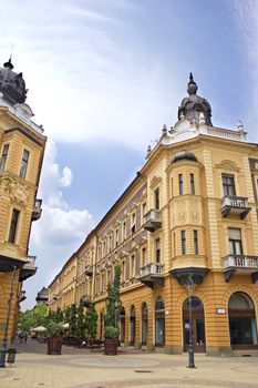 Street of Debrecen city, Hungary at summer time.