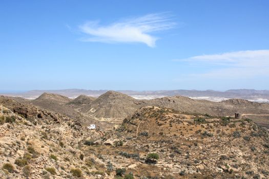 Arid landscape in Nijar in the province of Almeria, south-east of Spain.