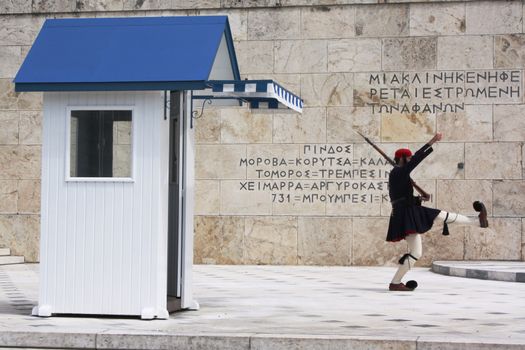 Guard change ceremony in Parliament of Athens, Greece.