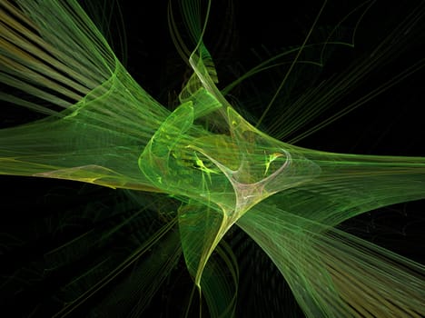 A green fractal on a black background