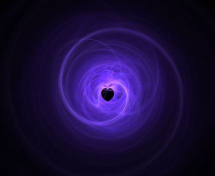 A purple heart fractal on a black background